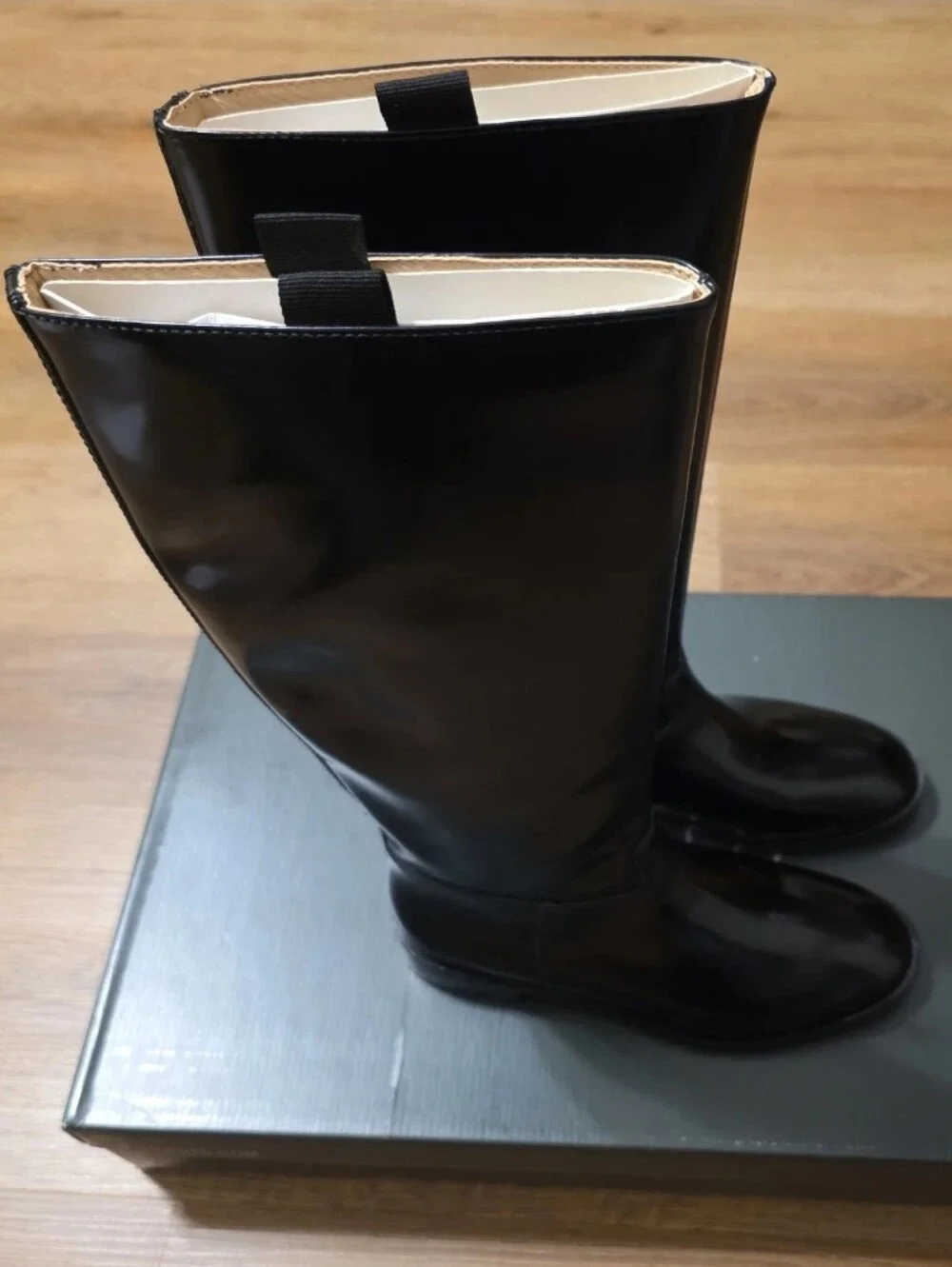 Anthropologie Silent D Giselle Riding Boots Black Leather Pull On Sz: (US) 5.5